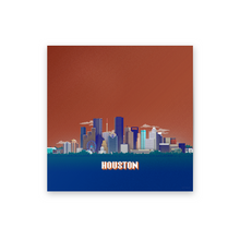 Load image into Gallery viewer, 8-bit Houston Skyline (Orange) Print