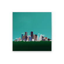 Load image into Gallery viewer, 8-bit Houston Skyline (Cyan) Print