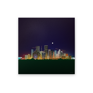 8-bit Houston Skyline (Night) Print