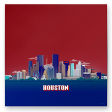 Load image into Gallery viewer, 8-bit Houston Skyline (Red) Print