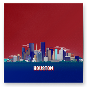 8-bit Houston Skyline (Red) Print