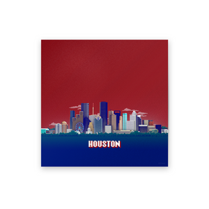 8-bit Houston Skyline (Red) Print