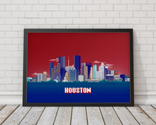 Load image into Gallery viewer, 8-bit Houston Skyline (Red) Print