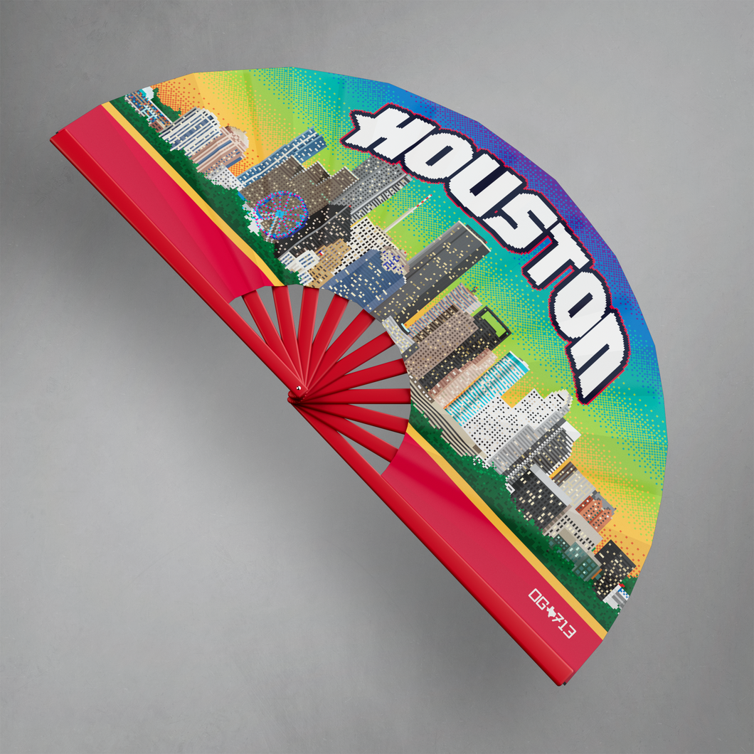 Houston Rainbow - Bamboo Hand Fan